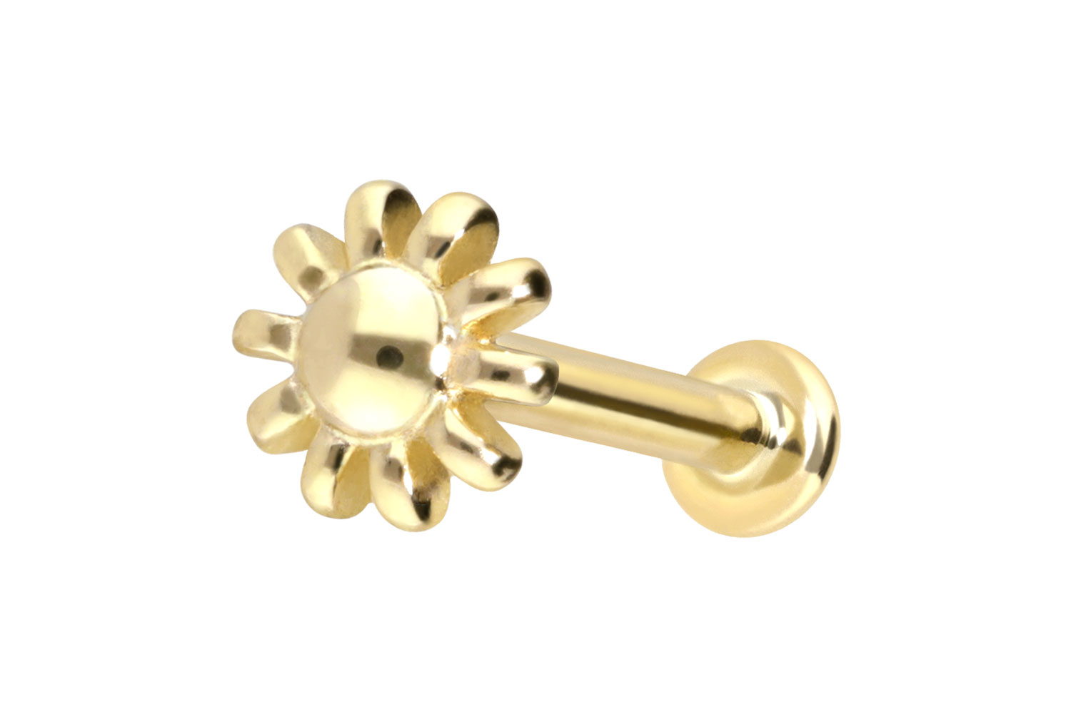 14 Karat Gold Labret Piercing mit Push Fit BLUME